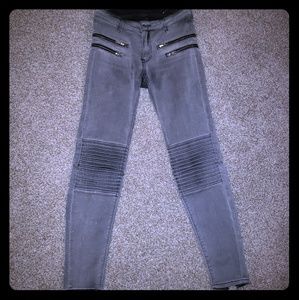 Zara Moto Skinny Ankle Zip Jeans